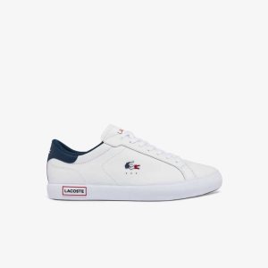 Lacoste Powercourt Läder Tricolor Vita Blå Röda | OJYST-0391