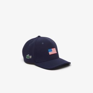 Lacoste Presidents Cup SPORT American Flag Adjustable Marinblå Blå | PBKDS-1873