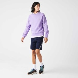 Lacoste Printed Bands Brushed Fleece Marinblå Blå | XDRHL-7340