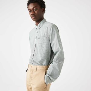 Lacoste Regular Fit Bomull Poplin Vita Gröna | YZDPC-6528