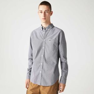 Lacoste Regular Fit Bomull Poplin Vita Marinblå Blå | FCLOE-2863