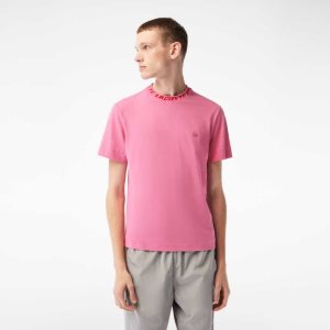 Lacoste Regular Fit Branded Collar Rosa | SWEBA-5846