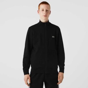 Lacoste Regular Fit Brushed Fleece Zippered Svarta | FLKGZ-7248