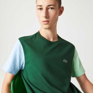 Lacoste Regular Fit Colorblock Bomull Jersey Gröna Blå Ljusgröna | QHBEG-5086