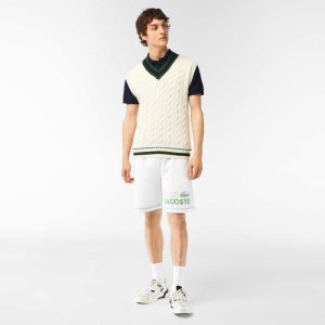 Lacoste Regular Fit Contrast Branding Fleece Vita | VARCT-4387