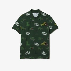 Lacoste Regular Fit Crocodile Print Gröna Vita | JSOEG-5629