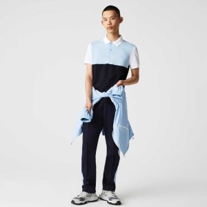 Lacoste Regular Fit Light Andas Colorblock Pique Marinblå Blå Ljusblå Vita | FRSOD-9306