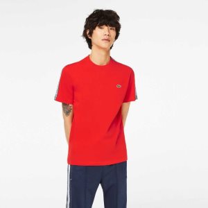 Lacoste Regular Fit Logo Stripe Röda | JYZTC-0195