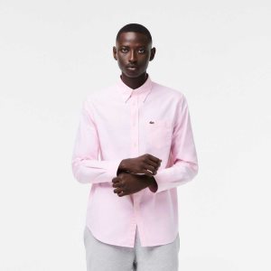 Lacoste Regular Fit Oxford Bomull Ljusrosa | DYEQX-4571