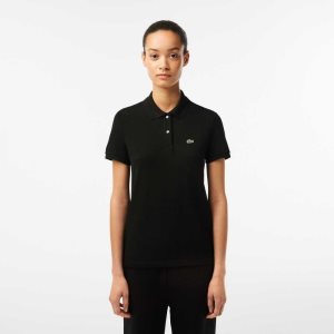 Lacoste Regular Fit Soft Bomull Petit Pique Svarta | TLYIC-5607