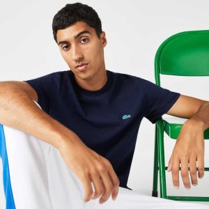 Lacoste Regular Fit Speckled Print Bomull Jersey Marinblå Blå | MJUWF-8325