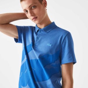 Lacoste Regular Fit Stretch Organic Bomull Blå | PYCAM-4321