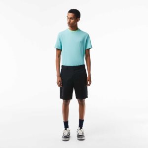 Lacoste Regular Fit Stretch Organic Bomull Bermuda Svarta | SLPTF-4317