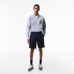 Lacoste Regular Fit Stretch Organic Bomull Bermuda Marinblå Blå | YNABX-5931