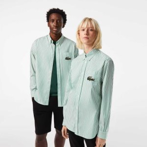 Lacoste Relaxed Fit Large Crocodile Bomull Vita Gröna | TLJIU-2568