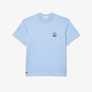 Lacoste Relaxed Fit Organic Bomull Jersey Blå | QKBYE-8324