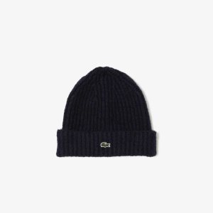 Lacoste Räfflad Knit Beanie Marinblå Blå | ANUWI-3057