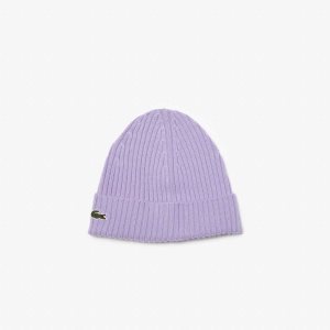 Lacoste Räfflad Ull Beanie Lila | SYRGB-4172