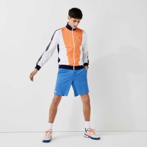 Lacoste SPORT Branded Band Colorblock Zippered Jacket Orange Vita Marinblå Blå | ZJVAT-7293