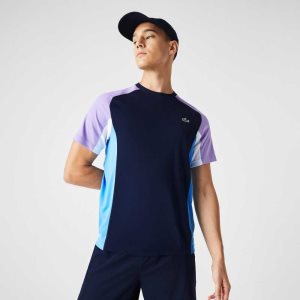 Lacoste SPORT Color-Block Ultra-Dry Pique Tennis Marinblå Blå Lila Vita Blå | SPUIA-5740