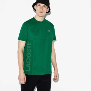 Lacoste SPORT Crew Neck Lettered Ultra Light Bomull Gröna Vita | UPCJF-9250