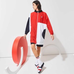 Lacoste SPORT French Sporting Spirit Edition Oversized Raincoat Marinblå Blå Röda Vita | HNCSJ-2854