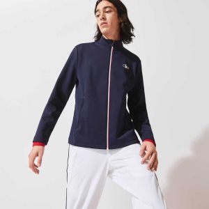 Lacoste SPORT French Sporting Spirit Edition Bi-Material Zippered Jacket Marinblå Blå Vita Röda | RSNHO-8625