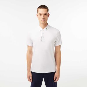 Lacoste SPORT Jersey Golf Vita Marinblå Blå | CXMBG-3742