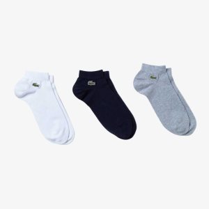 Lacoste SPORT Low-Cut 3-Pack Grå Marinblå Blå Vita | PBDNK-9014