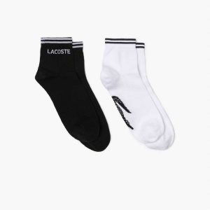 Lacoste SPORT Low-Cut Bomull Sock Two-Pack Svarta Vita | LUBMY-3685