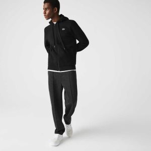 Lacoste SPORT Lätta Bi-material Hoodie Svarta | CYOZI-9720