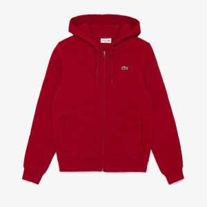 Lacoste SPORT Lätta Bi-material Hoodie Vinröda | ITLRC-3647