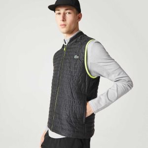 Lacoste SPORT Vadderad Reversible Vest Gula Svarta | MAVYT-0869