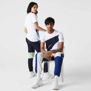 Lacoste SPORT x Theo Curin Tryck Jersey Vita Marinblå Blå | CNEOJ-4981