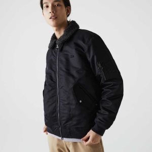 Lacoste Sherpa Collar Vadderad Bomber Mörkgrå Marinblå Blå | LUWZN-9705