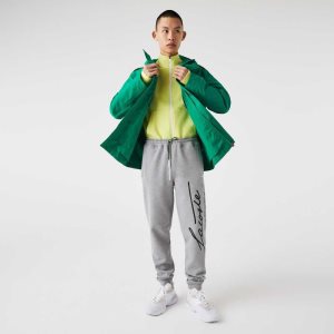 Lacoste Signature And Crocodile Print Bomull Fleece Jogging Grå | XAIBN-4180