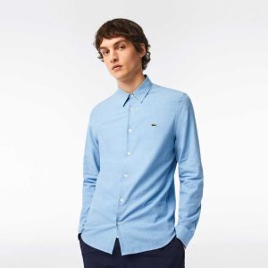 Lacoste Slim Fit Bomull Chambray Blå Vita | SLYVZ-8315