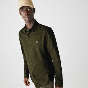 Lacoste Slim Fit Flamed Bomull Khaki Gröna Vita | EAMPO-7306