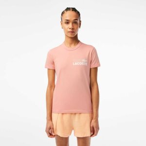 Lacoste Slim Fit Organic Bomull Jersey T-Shirt Ljusrosa | PZSET-6037