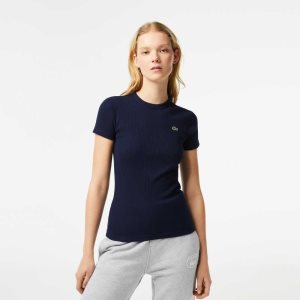 Lacoste Slim Fit Organic Bomull T-Shirt Marinblå Blå | FLVZQ-4158