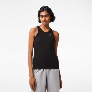 Lacoste Slim Fit Organic Bomull Tank Svarta | MZJSL-4532