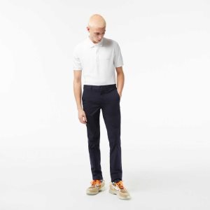 Lacoste Slim Fit Stretch Bomull Chinos Marinblå Blå | PYWOJ-2431