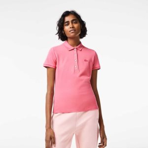 Lacoste Slim Fit Stretch Bomull Pique Rosa | KHMDB-9218