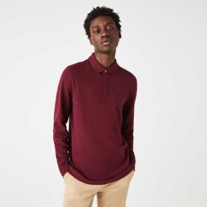 Lacoste Smart Paris long sleeve stretch cotton Vinröda | MOYWZ-8429