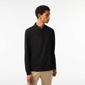 Lacoste Smart Paris long sleeve stretch cotton Svarta | XCHEP-7945