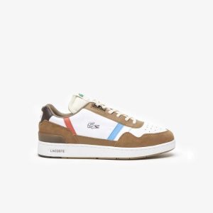 Lacoste T-Clip Läder Tricolor Bruna Vita | UKJXH-1475