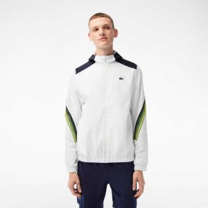 Lacoste Tennis Recycled Polyester Hooded Vita Marinblå Blå Gula Marinblå Blå Gula | ZABNS-2341