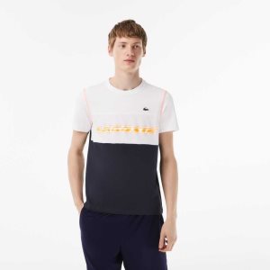 Lacoste Tennis x Daniil Medvedev Jersey Vita Blå Orange | ISNJK-1324