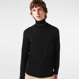 Lacoste Turtleneck Merino Ull Svarta | TRONQ-4590