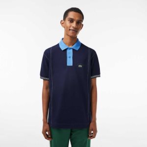 Lacoste Two-Tone Organic Bomull Marinblå Blå Blå | QHASC-4975